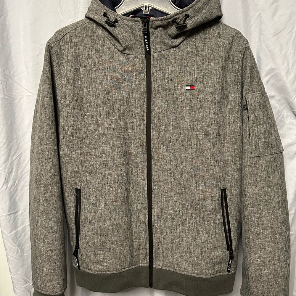 Tommy Hilfiger Men's Gray Hooded Performance Jacket